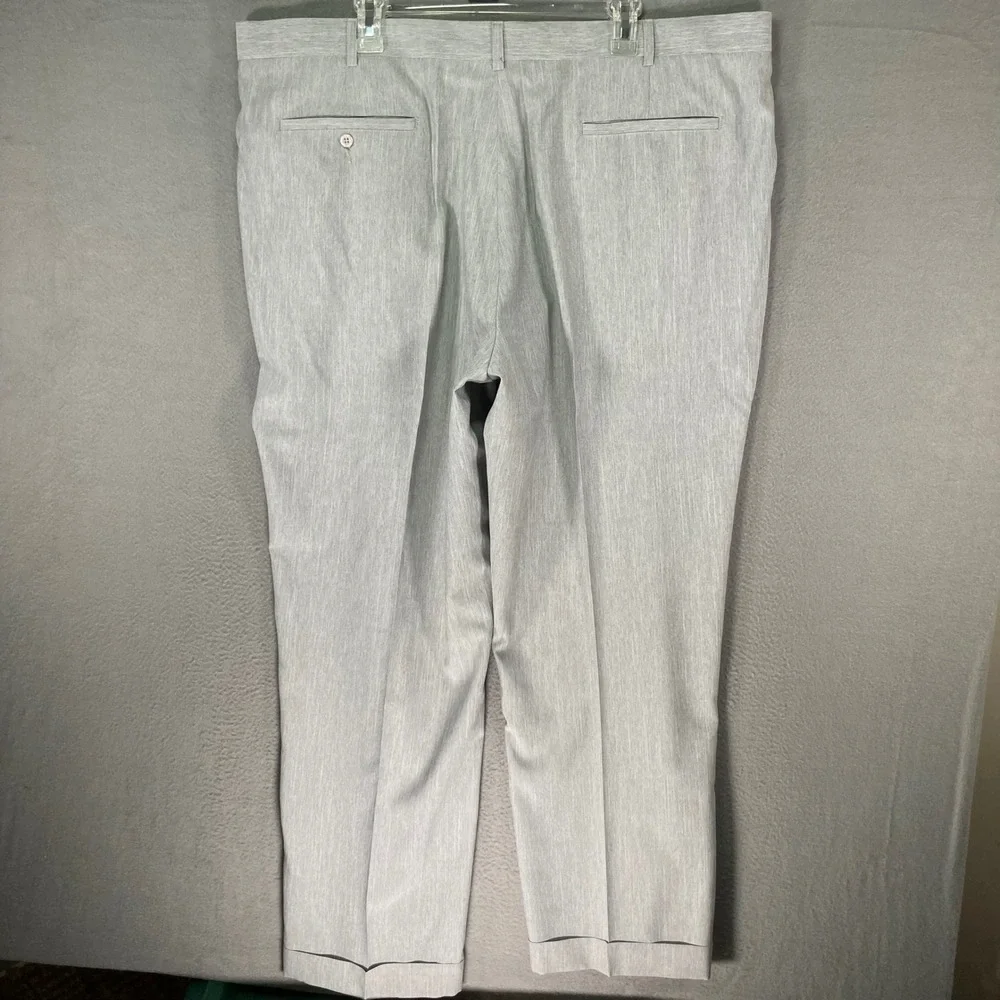 Montique Men Size 46‎ Grey Striped Polyester Pleated Dress Pants
